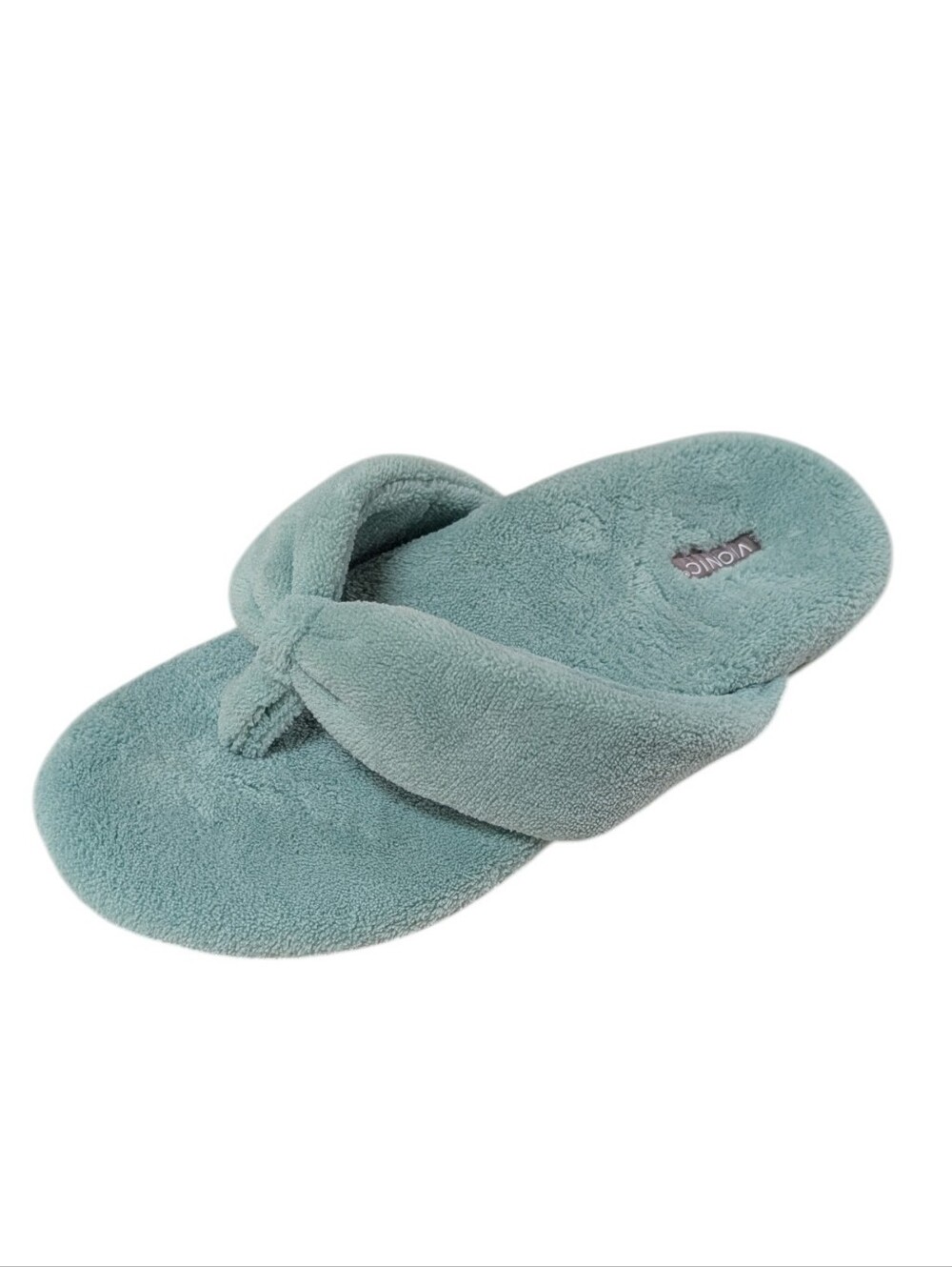 Vionic, Lydia, Mint Green Plush Orthotic Thong Slipper. Size 7